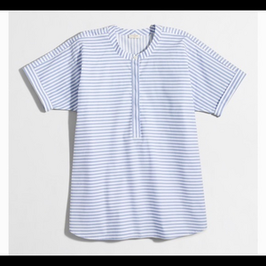 J.CrewFactory Collarless StripedPopover‎ ShirtS